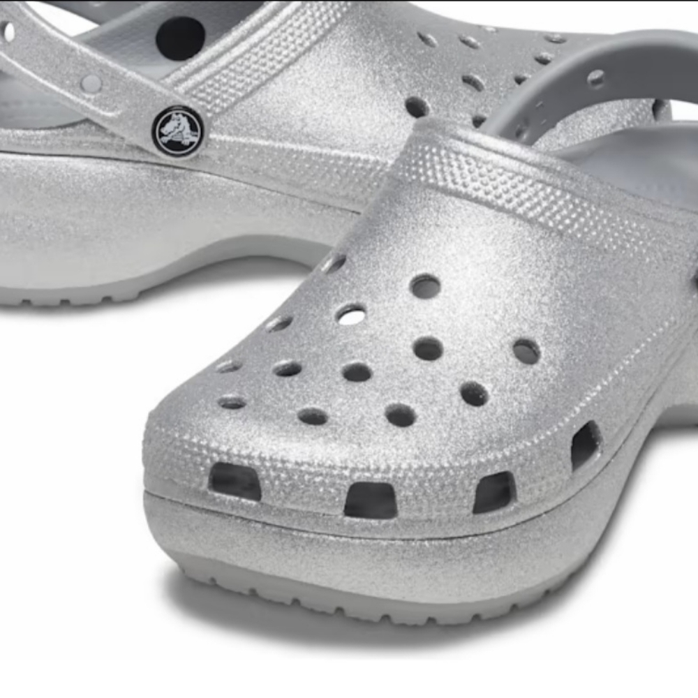 Brand new, tags, without box, Silver platform Crocs (Women's 9)